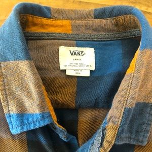 VANS OFF the WALL Men’s Flannel Shirt Size Large Blue/Rust Plaid Classic Fit